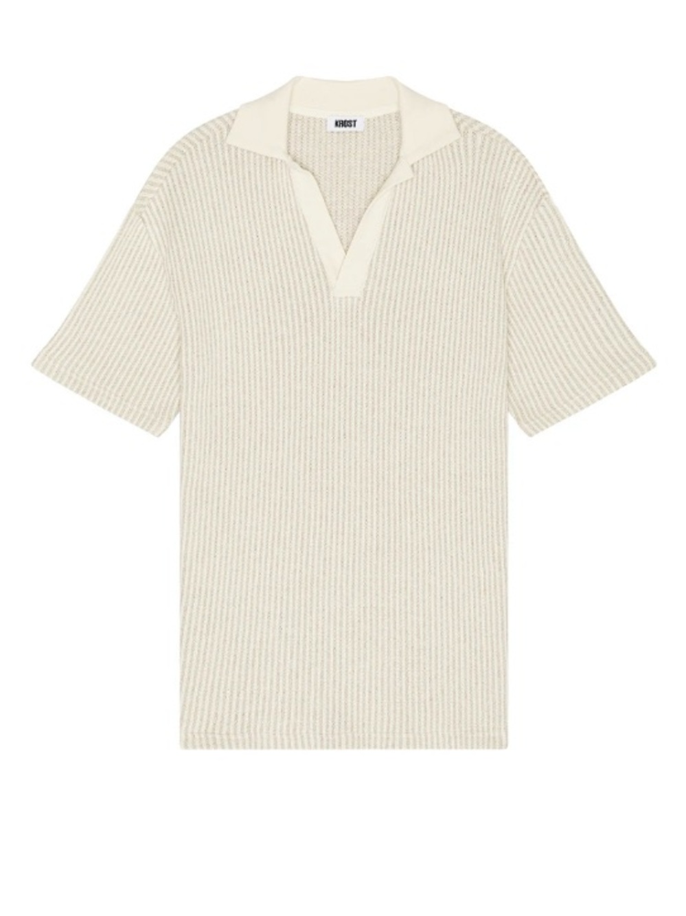 KROST Striped Knit Short Sleeve Polo Pullover Shirt Grey XL